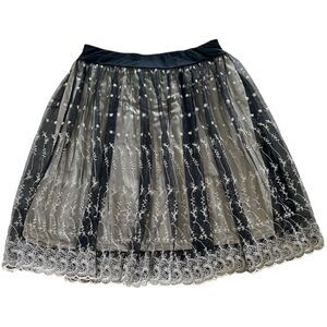 New York & Company Black Lace Overlay Skirt Sz Large NWT
